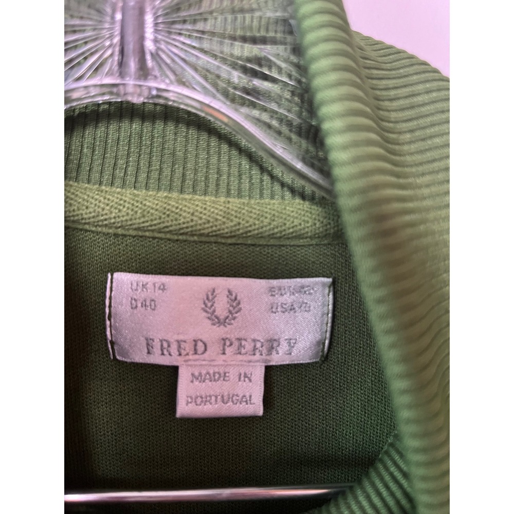 Fred Perry Womens Green Glitter Stripe Track Jacket J6729 Size US 10 UK 14 - Picture 4 of 6
